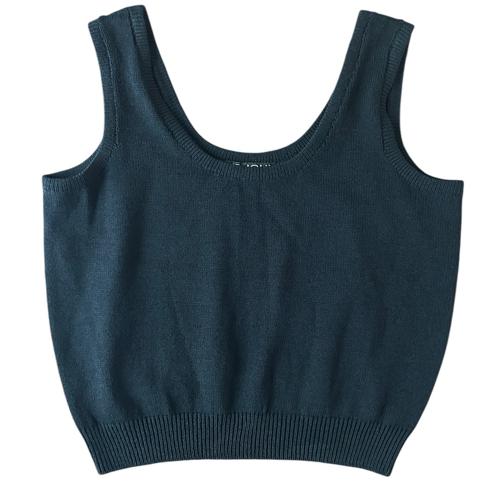 St. John Basics Knit Cropped Tank Top Women's Size Medium Black